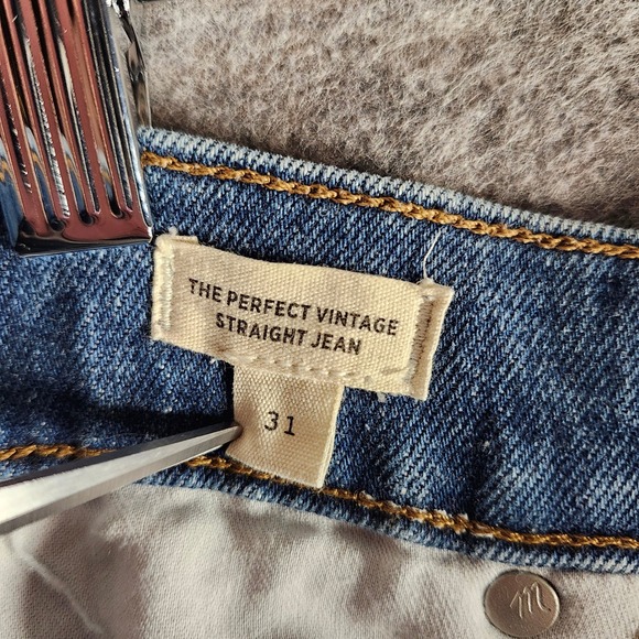 Madewell The Perfect Vintage Straight Blue Jean Medium Wash 31 (34x28) Casual - Picture 3 of 16